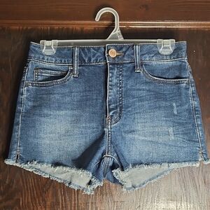SO Favorite High-Rise Denim Cut-Off Shortie Shorts - Size 5